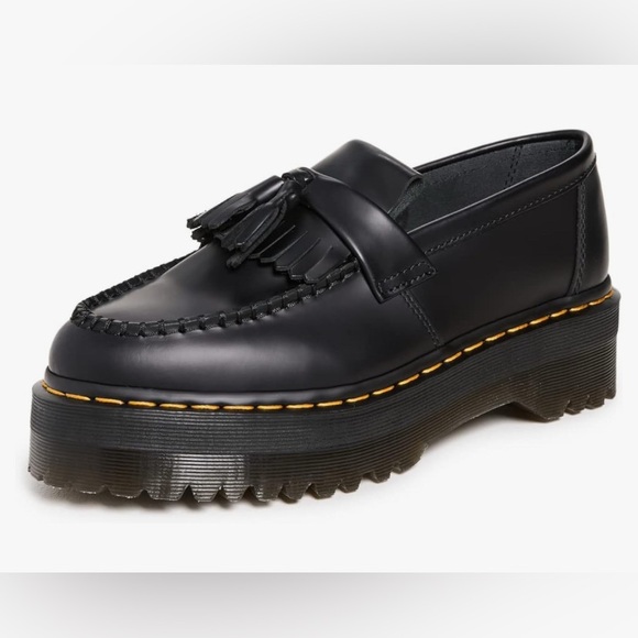 Dr. Martens Other - NWT Dr. Martens Adrian Quad Leather Platform Tassle Black Loafers Size 5
